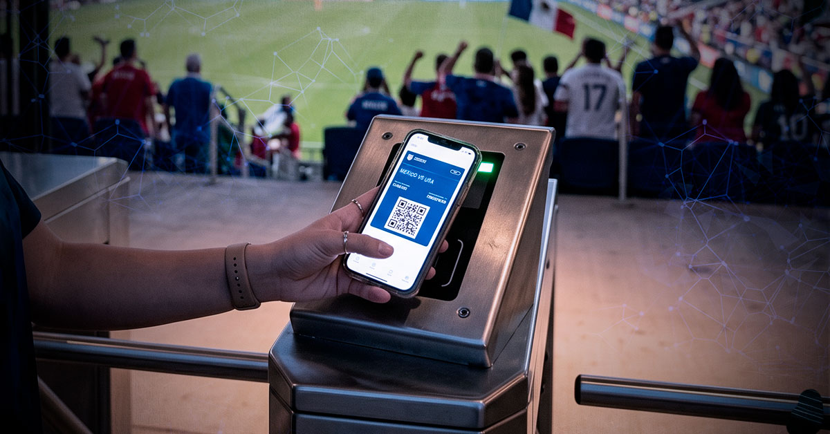 world cup 2026 fan scanning their ticket on mobile to enter the stadium