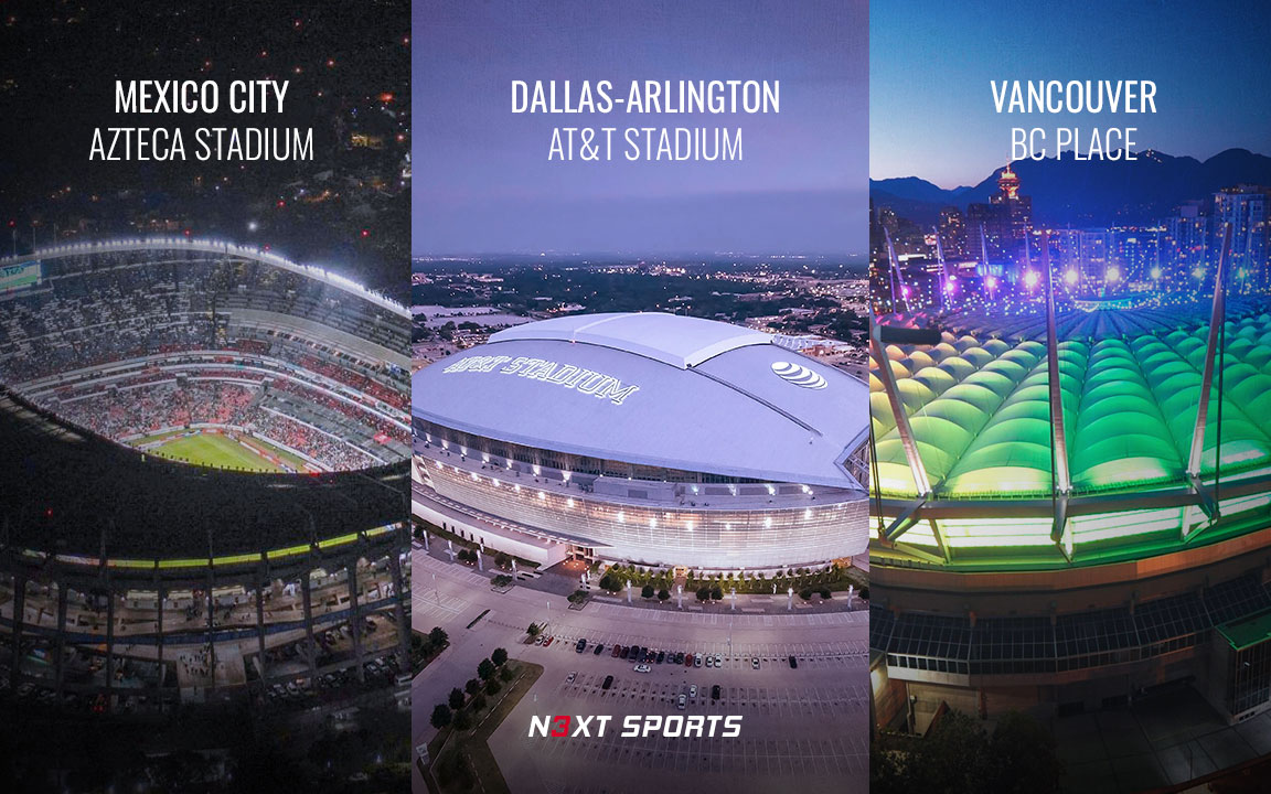 world cup 2026 fifa stadiums north america mexico city azteca dallas arligton at&t vancouver bc place